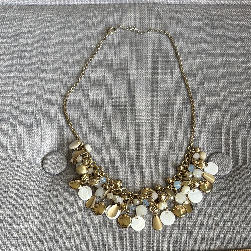 Gold and White Statement Necklace